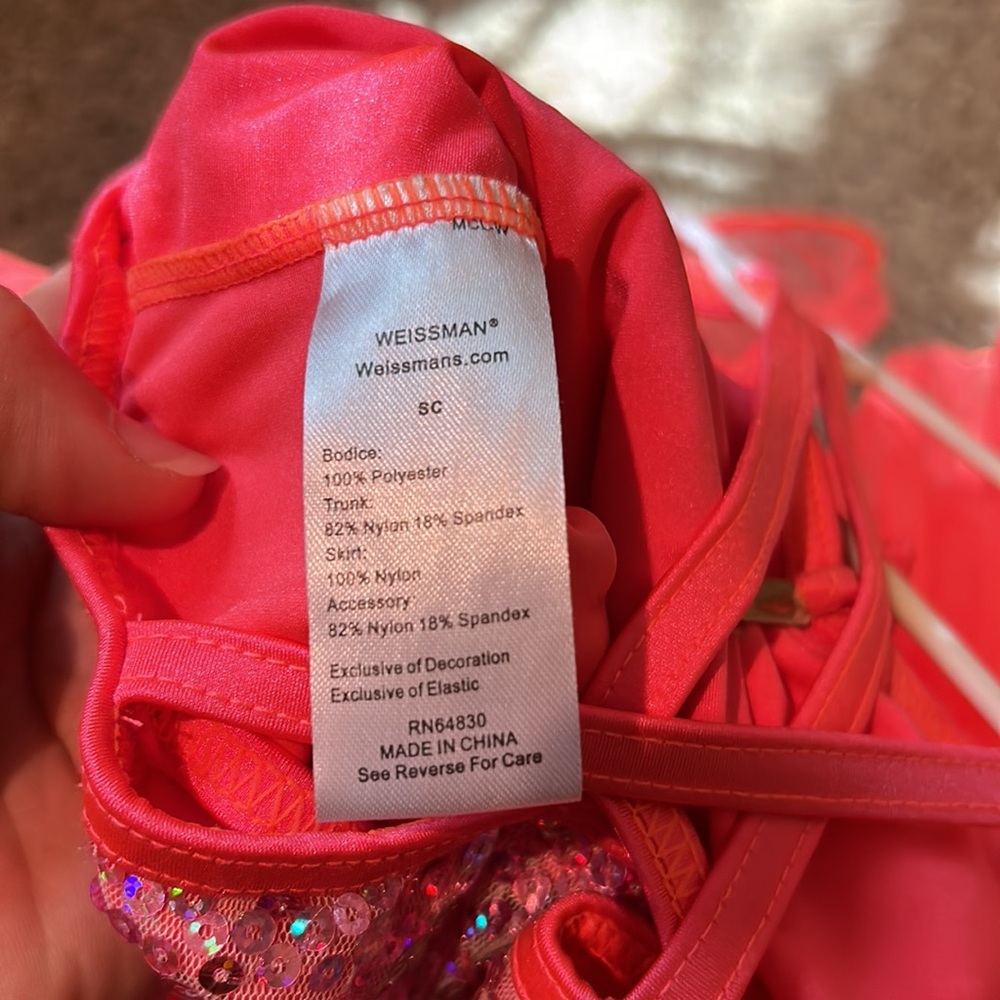 Weissman dance recital costume in coral with tulle underlay - Picture 6 of 7
